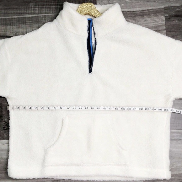 J. Crew Factory Sherpa Pullover Quarter Zip White Fleece Shirt XXL New - Picture 3 of 8